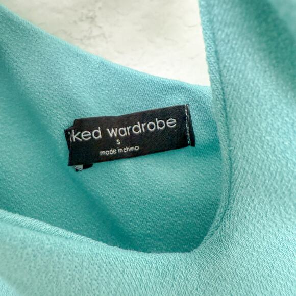 NWOT Naked Wardrobe Cut Out For You Bodycon One Shoulder Mini Dress Blue Small - Picture 5 of 7